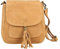 Made in Italy Damen Leder Tasche Messenger Bag Henkeltasche Wildleder Handtasche Umhängetasche Ledertasche Schultertasche Beuteltasche Fransen Cross-Over Cognac