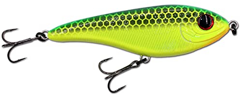 Angel-Berger Wild Devil Baits Pike Master Jerkbait Jerk Wobbler Hardbait (UV Chartreuse, 12cm / Sinking)