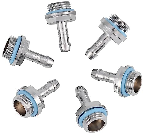 PC-Wasserkühlung, 6 PCS Two-Touch Fitting G1 / 4-Gewinde-Widerhaken-Fitting-Verbindungsrohr für Computer-Wasserkühlungssystem (7,2 mm)