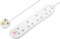 Masterplug Four Socket Extension Lead with Surge Protection, Power and Surge LED Indicators, Unswitched, 2 Metre Cable, 4-Way Plug Extension Cable, Power Strip, White, 13A, 4G, 2m, SRG4210N