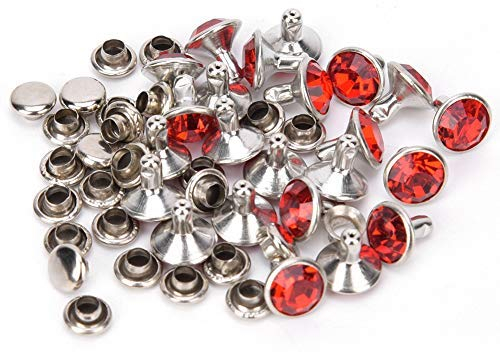 HEEPDD 50 Pack Silberfarbene Nietenteile, 8 MM Kunststoff Kristall Nieten für DIY Taschen Schuhe Kleidung Dekoration, Multifarbige Verzierung Metall Bolzen für