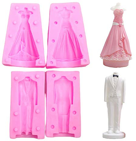 3D-Braut- und Bräutigam Smoking-Set aus Silikon für Kerzen, Seife, Schokolade, Form für Hochzeitstorte, Dekoration von Hochzeitskerzen, Gastgeschenke (2 Stück)