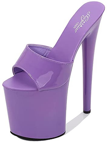 Sandali con Plateau con Tacco a Spillo da 20 cm da Donna Party Club Sexy Stripper Pole Dancing Tacchi Alti Plus Size Unisex,Viola,43 EU