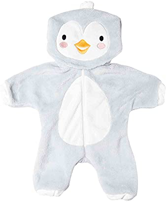 Heless 2198 - Overall für Puppen im Pinguin-Design, kuschelweicher Einteiler mit Kapuze und Reißverschluss, Größe 35 - 45 cm