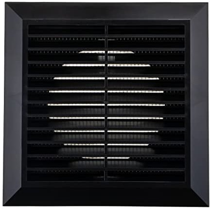 Vent Systems Ø5 Duct - 6.7 x 6.7 Inch Black Air Vent Cover - Bathroom Exhaust Vent Pipe - Louvered Outdoor Vent Cover - Ø125 mm (170 x 170 mm)