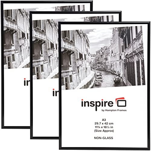 Hampton Frames BACKLOADER A3MARBLX (30 x 42 cm) Cadre photo noir en acrylique (sans verre) A3MARBLX (3) (A3MARBLX-3PK)