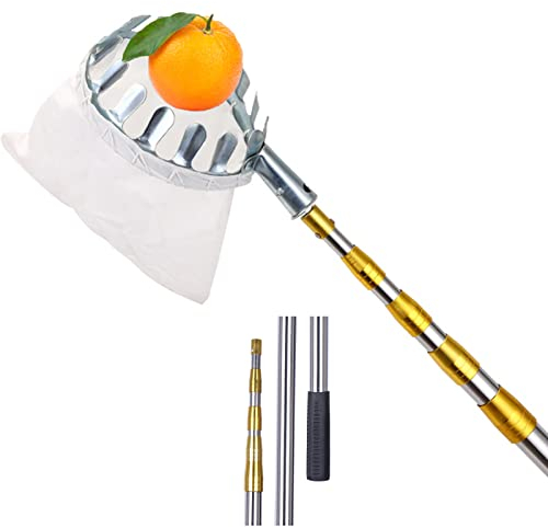 Cueilleur de fruits, Récupérateur de Fruits Réglable en Hauteur de 5 m / 16,4 pieds, Outils de Cueillette de Jardinage pour Pomme Poire Agrume Pêche Mangue Kiwi Citron