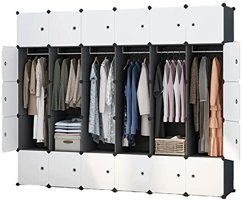 SERUMY Closet Plegable Almacenamiento portátil Cubos de Vestuario con Puertas Cubiertos de Cubos Estantes modulares Bookshelf Units Ropa Almacenamiento Bastidores Habitación Organizadores Armario