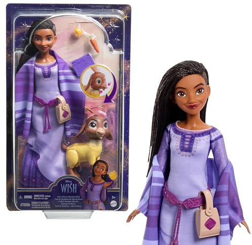 Disney WISH - Asha von Rosas Abenteuerpack Puppe mit ausziehbarem Kleid, Schuhen, Zubehör, langen geflochtenen Haaren für endlosen Stylingspaß, für Kinder ab 3 Jahren, HPX25
