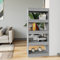 WIFESE Bücherregal Raumteiler 60x30x135 cm 4 Fächer Holzregal Regal für Wohnzimmer Büro Arbeitszimmer Standregal Bookshelf Aufbewahrungsregal Lagerregal Aktenregal Grau Sonoma Holzwerkstoff