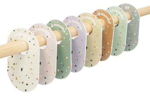 3 Sprouts - Größentrenner Baby für Kleiderstange, Grössentrenner Baby, Doppelseitiges Babykleidung Schrankteiler für Neugeborenen Kleinkinderkleidung - Terrazzo