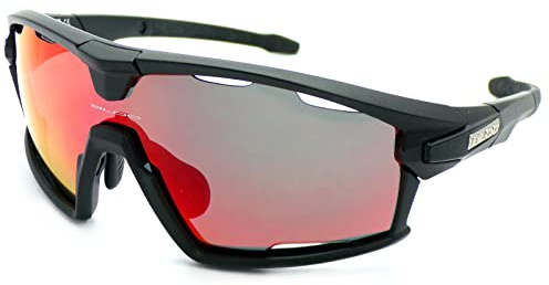 Bloc Forty Sports Sunglasses Matte Black with Vented Red Mirrored Lens XR860