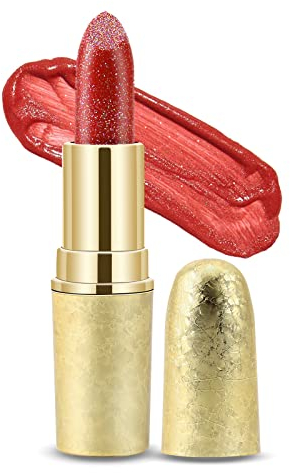 Boobeen Glitter Lippenstift Hydrating Lip Balm Sparkling Shine Lip Color Nonstick Hochpigmentierte Formel Gibt Metallic Finish Lip Make-up für Frauen und Mädchen (Prickelnd #7)