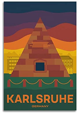 JOOEL Karlsruhe Vintage-Reiseposter Poster Dekorative Malerei Leinwand Wandposter und Kunstbild Druck Moderne Familienzimmer Schlafzimmer Dekor Poster 40 x 60 cm