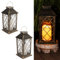 LUMILED 2x Solarlaterne für Außen Solar Laternen Draußen LED Glas Laterne Solarleuchte mit Kerze Flacker Effekt Kerze IP44 Vintage Patina Hängend Dekorative Licht Außenleuchte Gartenleuchte