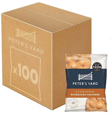 Peter's Yard Sourdough Crackers, Bulk Box, Individually Portioned 9g packs, High Fibre, Natural Ingredients (Pack of 100 - catering size)