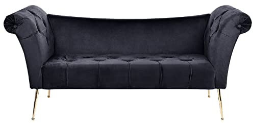 Bequeme Chaiselounge im Retro Stil Samtbezug schwarz Nantilly