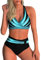 Adigaber Femme Maillots de Bain Deux Pièces Push-up Ensembles deux pièces de Tie-Dye Chic Taille Haute Bikini Set Col V Élégant
