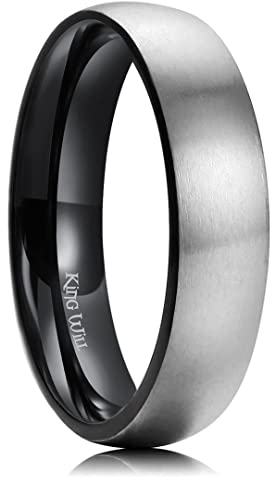 King Will BASIC 5mm Titanium Ring Brushed Black Plated Comfort Fit Wedding Band For Men Women 14