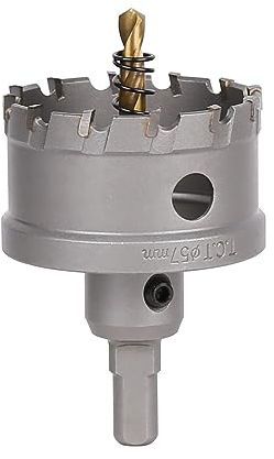 Vearter 57mm Scie Cloche en Métal, Carbure Tungstène Coupeur TCT Trou avec Foret de Centrage, pour Acier Inoxydable, Alliage, Cuivre, Fer, Plastique, Fibre de Verre