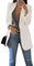 YMING Femmes Lâches Unicolore Costume Manteau Bureau Pendent Revers Manteau Manches Longues Slim Costume Blanc XL