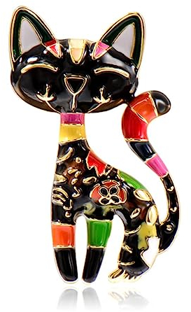 Mignon coloré Forme de chat Corsage Enamal Animal Broches Costume Sac Écharpe Chapeau Pin Bijoux pour Femmes Enfants Vêtements Accessoires