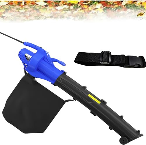 3 in 1 Electric Leaf Blower, 3000W Garden Vacuum & Mulcher with 30 Litre Collection Bag 10:1 Shredding Ratio, Lightweight Compact Leaf Vacuum for Clearing Patios, Carry Strap&Rolling Wheels&10m Cable