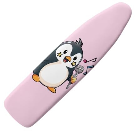 Jeiento Rutschfester Bügelbrettbezug, niedlicher Pinguin, singender Bügelbrettbezug, schützender Netzstoff, waschbar, schmutzabweisend, 38,1 x 137,2 cm