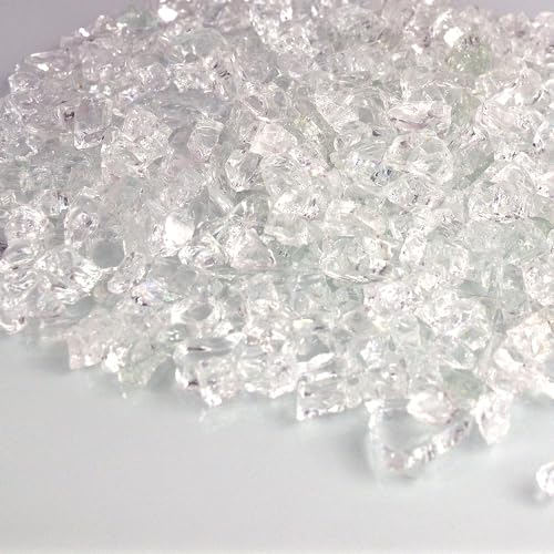 LePe 4,5 kg Feuerglas für Propangas-Feuerstelle und Gaskamin, 1,27 cm reflektierende Feuerstelle, Glassteine für Feuerschale und Feuerstelle, Tisch (weiß)