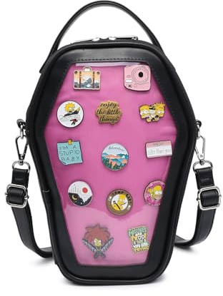 CHERRY SAUCE Ita Bag Rucksack Gothic Sarg Form Mode Geldbörsen und Handtaschen Halloween JK Taschen Abnehmbare Kreuzgurte, A-schwarz/rosarot, Gothic