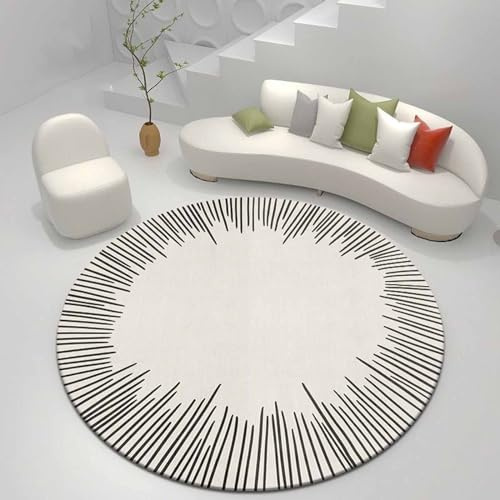 IUUUDDD Moderne minimalistische Teppiche 60cm 80cm 100cm 120cm 140cm 160cm 180cm 200cm Schlafzimmer runde Teppiche Beige Schwarz großer Teppich für Terrasse Schlafzimmer Wohnzimmer
