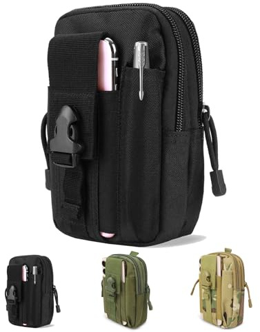 DOETYD Tactical Pouch Waist Bag Fanny Pack EDC Molle Pouches Belt Bag Men Bumbag with Adjustable Belt and Pockets for Travel Hiking Walking Outdoor Cycling (Black)