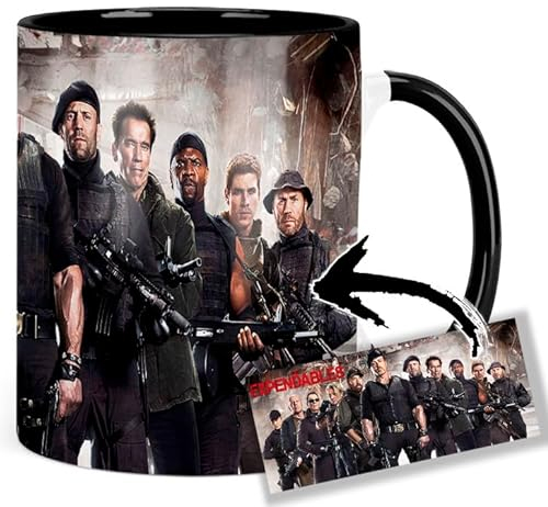 The Expendables 2 Sylvester Stallone Jason Statham Chuck Norris Tasse Innen & Henkel Schwarz Keramikbecher Mug