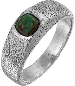 HG HAZE & GLORY Ring Herren aus 925 Sterling Silber, Schmuck Männer, Silberring oxidiert, mit Chrysokoll, Cool, Ocean