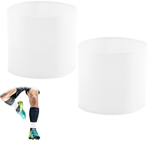 1 Paar Schienbeinschonerhalter Herren, Stutzenhalter Fußball für Breitere Beine, Schienbeinschoner Halter Elastisch mit Grip Anti-Slip für Football aus Silikon für Erwachsene & Kinder Training (Weiß)