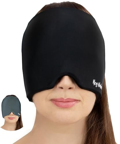 Hey Nature Migräne Maske, kühlende Schlafmaske - schnelle, natürliche Hilfe bei Migräne, Kopfschmerzen, Sinusitis, Ohrenschmerzen & geschwollenen Augen. Kalt & warm anwendbar. Kühlpads für den Kopf.