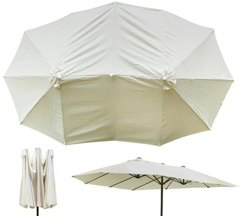 Linsition Toile De Rechange pour Parasol Remplacez | Toile De Rechange pour Parasol Double, Toile De Rechange Housse De Parapluie, Housse Imperméable en Tissu pour Dessus De Parapluie À 12 Nervures