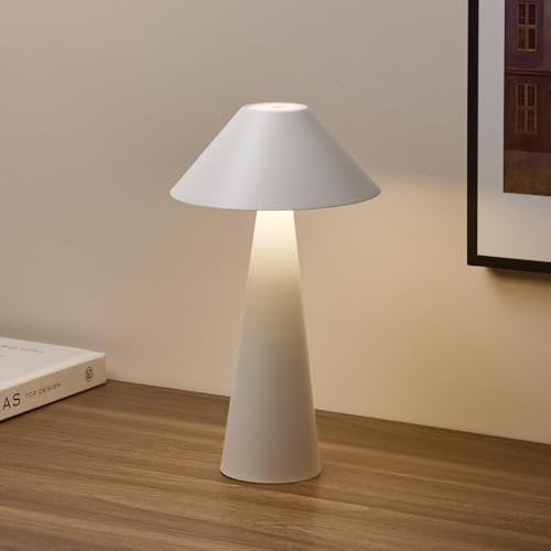 Bojim Lampada da Tavolo LED Senza Fili Ricaricabile, 3 Modalità 3000K-6000K Dimmerabile Lampada Touch Magnetica, 4000mAh Portatile Lampada Senza Fili per Interni/Esterni, Ristorante, Camera (Bianco)