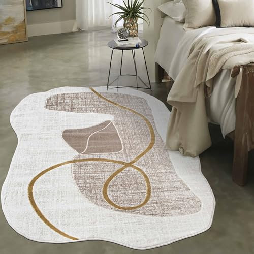 Mazovia Tapis Salon Moderne Irrégulier - Tapis Grande Taille de Chambre Adulte Moderne à Poils Ras - Moquette pour Chambre et Salon - Rug Gold – 160 x 220 cm