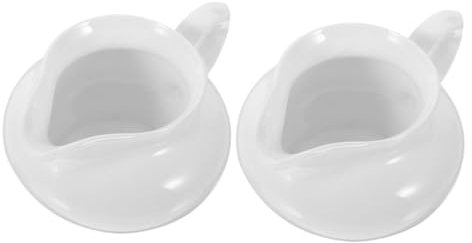 ULTECHNOVO 2 Piezas Cacerola De Cerámica Titular De La Salsa Jarra Para Servir Bote De Salsa Blanca Salsera De Porcelana Salsera Blanca Servidor De Salsa Jarra De Café Jarra De Salsa