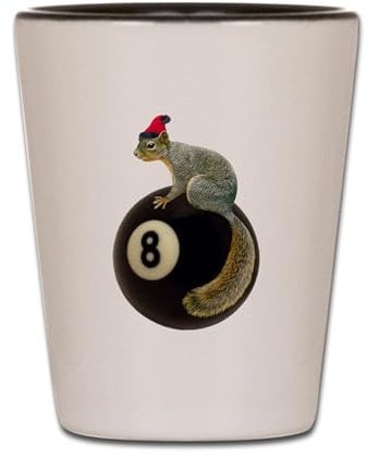 CafePress Santa Squirrel 8 Ball Unique and Funny Shot Glass