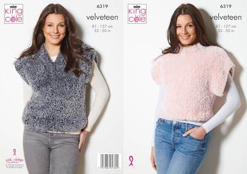 King Cole Ladies Knitting Pattern Womans Velveteen Plush Slip Overs (6319)