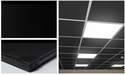 Akifix ITP SG09005.00.H Panneaux de contre-plafond en plâtre noir avec revêtement en PVC lavable, Star Gyps Black 60 x 60 x 9/2,88 m² (8 pièces) épaisseur 9 mm bord Lay-on