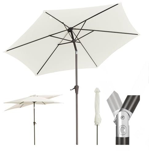 Sekey Sonnenschirm 270cm mit UV50+ Schutz, Wasserabweisend Gartenschirm mit Kurbelbedienung – Ideal für Garten, Balkon & Terrasse