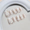 SXVME Nude 3D Press on Nails Short Square, Flora Spring Fake Nails with Designs, Coffin Glue on nails with Diamond, Thick Cute Extra Short Nails for Women and Girls, 30 Pcs