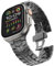 BUDAY Correa de acero inoxidable para Apple Watch Ultra 2 Band 49 mm 45 mm 44 mm 42 mm, correa de metal con cierre plegable para Apple Watch Series 9 8 7 6 5 4 3 2 1 Ultra/Ultra 2 Men(DP-Black)