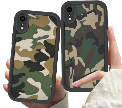 Zrutru 2 Pack Camo Phone Case for iPhone XR,Cool Army Green Camouflage Cases Stylish Trending Design Cover for Men Boys Teens,Soft Shockproof Lens Protection Funda for iPhone XR 6.1