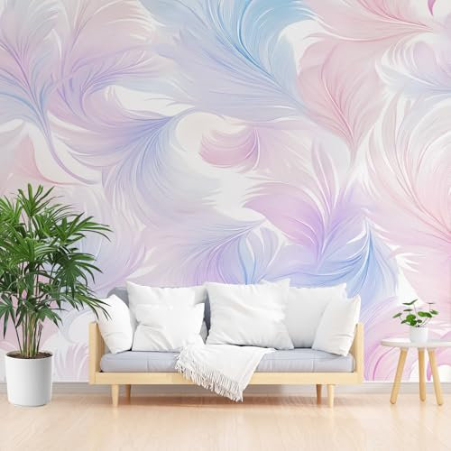 Gaqinhh Plumes D'Animaux Colorées Papier Peint Panoramique 400 x 280 cm (L x H) Art Esthétique Moderne Salon Canapé Chambre Fond Décoration Murale Papier Peint Panoramique 3D