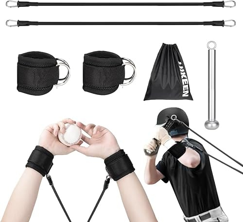 BOOSTEADY Bande di Resistenza per Baseball, Kit Allenamento con Maniglie Intercambiabili per Potenziare Braccia e Lancio, Attrezzatura per Allenamento Baseball per Giocatori e Lanciatori