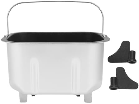 Qcwwy Bread Machine Baking Bucket,Anti Stick Coated Stainless Steel Bread Maker Dough Mixing Bucket with Double Mixing Paddles Bread Machine Inner Pot Bread Plate